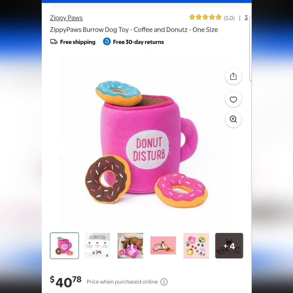 ZippyPaws Burrow Coffee and Donutz Interactive Dog Toy - Picture 3 of 12